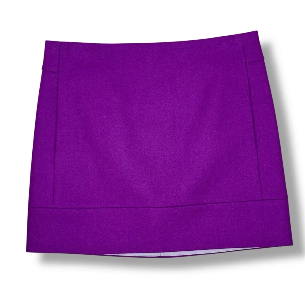 J.Crew‎ Wool Blend A Line Pencil Mini Skirt Electric Purple Size 2 - Picture 13 of 13
